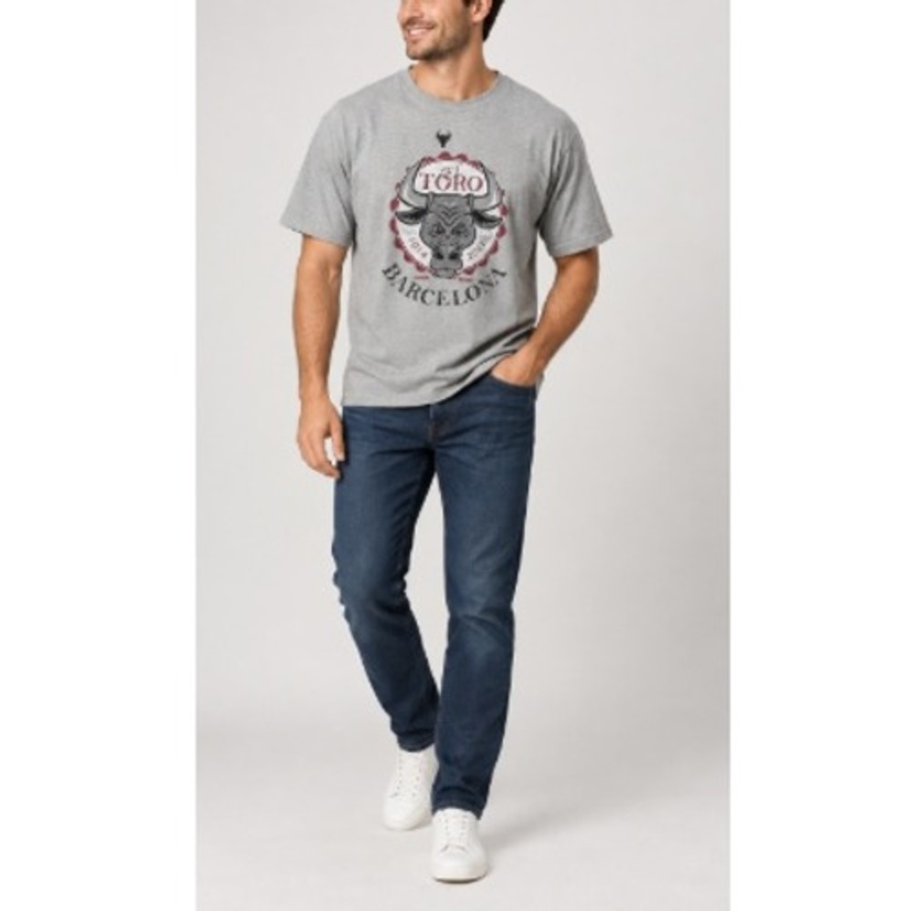 Del Toro Mens Gray Red & Black Graphic Short Sleeve Tee Size M